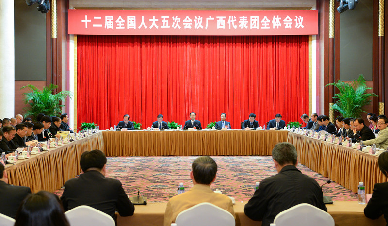 十二届全国人大五次会议广西代表团举行第一次全体会议
